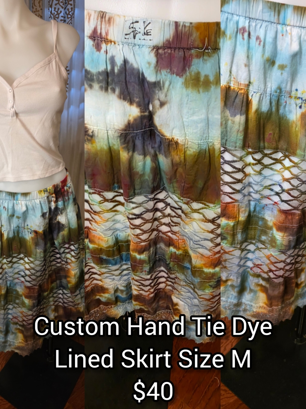 Hand Crafted Multicolor Tie-Dye Maxi Skirt